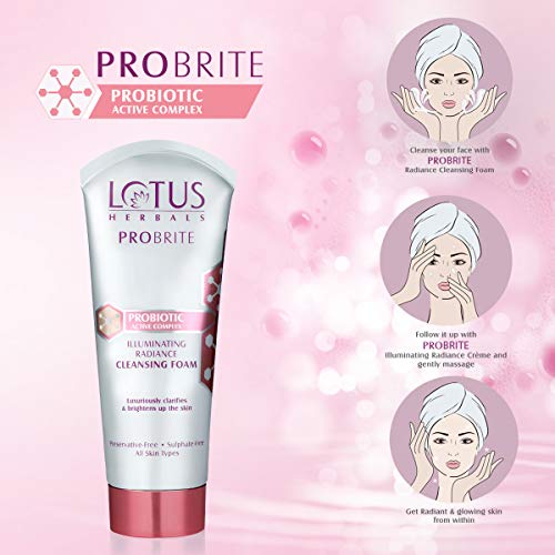 Lotus Herbals Probrite Illuminating Radiance Cleansing Foam, 100 g