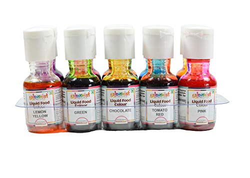 Colourmist Liquid Food Colour Assorted 20 Gm, Pack of 10 Colours (Orange, Blue, Orange Red, Raspberry Red, Purple, Lemon Yellow, Green, Chocolate, Tomato Red, Pink)