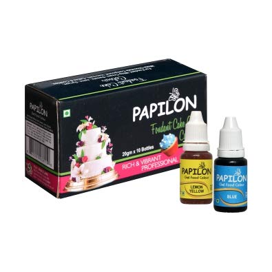 Papilon Concentrated Gel Food Colour Pack of 20gm x 10 Bottles