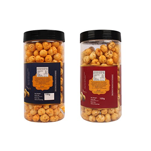 Wonderland Foods - Roasted & Flavoured Makhana (Foxnut) I Tangy Masala & Jalapeno 100g X 2 I Foxnut 200g Jar Combo Pack