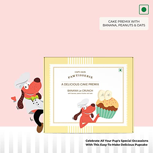 Captain Zack Banana Le Crunch Cake Premix Treats for Pets 220g | With Peanut Butter & Oats | Gluten Free & Dairy Free | 100% Natural Ingredients & Nutritions with Low Calories | No Salt, No Sugar, No Chemicals and Preservatives