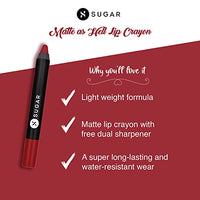 SUGAR Cosmetics - Matte As Hell - Crayon Lipstick -10 Cherry Darling (Cherry Red) - 3.5 gms - Bold and Silky Matte Finish Lipstick, Lightweight, Lasts Up to 12 hours