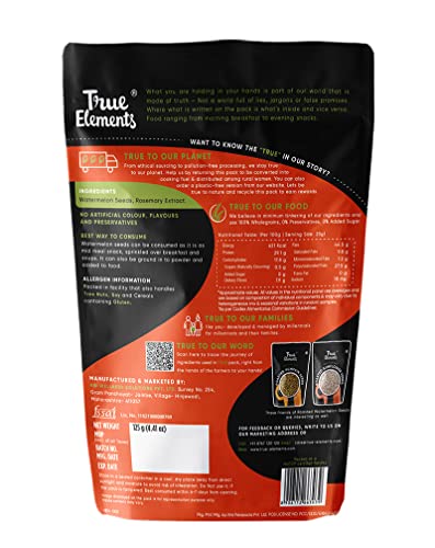 True Elements Watermelon Seeds 125g - Iron Rich, Healthy Roasted Seeds, Seeds for Eating