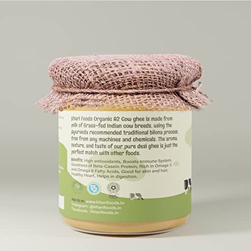 Khari Foods A2 Milk Cultured Cow Ghee | Bilona Hand Churned | Lab Tested, 100% Pure (200 ml)