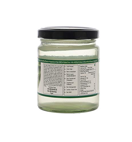 Farm Naturelle -100 % Pure Organic Extra-Virgin Cold Pressed Coconut Oil (Glass Bottle - 200ml)