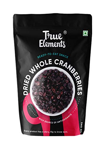 True Elements Whole Cranberries 125g - Cranberry Dry Fruit | Non-GMO, Gluten Free & Vegan Dried Berries
