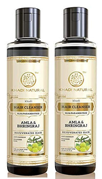 Khadi Herbal Ayurvedic Amla and Bhringraj Hair Cleanser/Shampoo, SLS and Paraben Free, 210ml (Pack of 2)