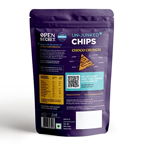 Open Secret Unjunked Chocolate Crunch Supergrain Chips - No Added Maida | Baked | Healthy & Tasty Snacks Food for Kids, Adults & Family | Rich in Protein | Diet Snack Pack