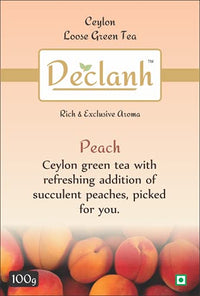 Declanh Ceylon Green Tea Peach, Loose Leaf 100 Grams | Helps in Weight Loss, Stress relief and Improving Metabolism rate |Ceylon Green tea with the refreshing addition of succulent peaches| Rich And Exclusive Aroma