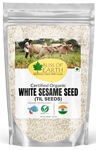Bliss of Earth Organic Sesame Seeds 200 gm White For Eating, Raw Til Seeds