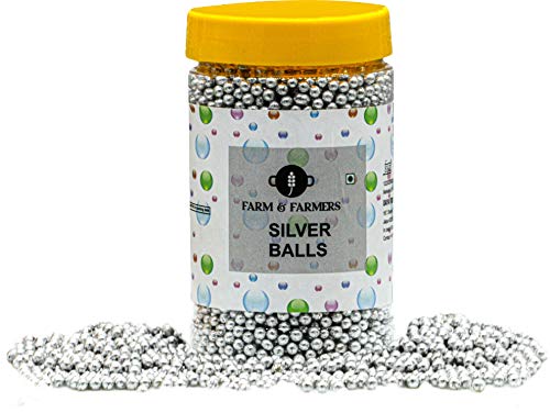 Farm and Farmers Silver Balls Editable Cake Decoration Sprinkler Medium, 250 gm