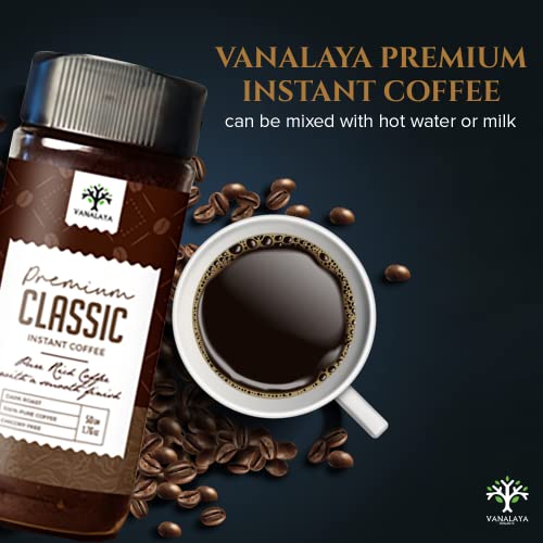 Vanalaya Premium Classic Instant Coffee Black Coffee Powder With Rich Aroma & Taste For Weight Loss 50gm