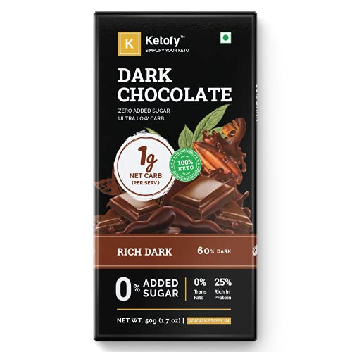 Ketofy - Dark Keto Chocolate (50g) | Sugar Free Unsweetened Intense Dark Chocolate | No Maltitol | Gluten Free