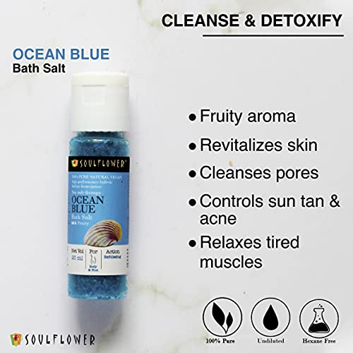 Soulflower Bath Salt Special Pack of 5 (20g Each) - Lavender, Himalayan Pink, Rose Geranium, Jasmine & Ocean Blue