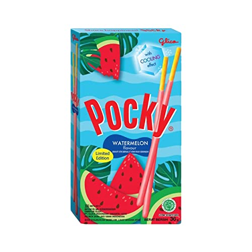 Glico Pocky Watermelon Flavour Biscuit Sticks, 36 g, Blue & Red, Green