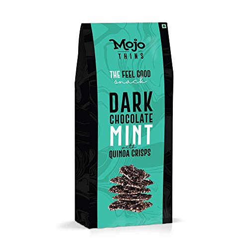 Mojo Bar Thins - Dark Chocolate Mint with Quinoa Crisps (Vegan, Portion Controlled), 108 GM