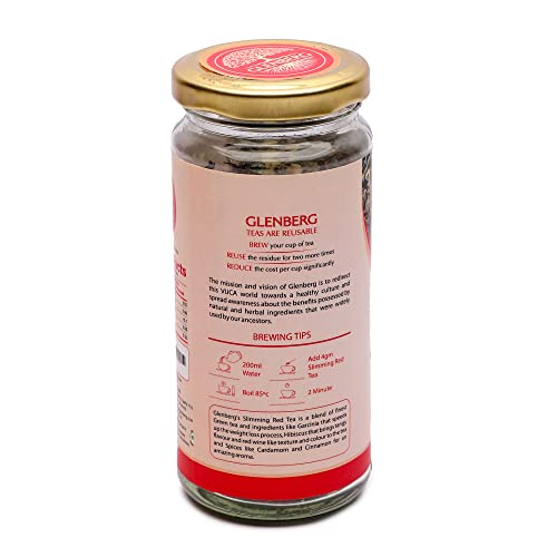 Glenberg Slimming Red Tea | Green Tea with Garcinia (Helps in Weight Management) & Free Premium Wooden Spoon | 50 Gm, 25 Cups