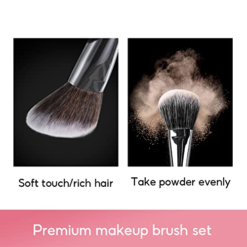 MINISO Makeup Brushes Set with Storage Barrel,Pack of 6, Eyeshadow Blending cosmetics Brush Kit,Black