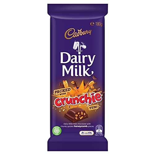 Cadbury Crunchie Dairy Milk, Chunky Golden Honeycomb, Milk Chocolate, Ideal for Gifting, Birthday Gift 180g…