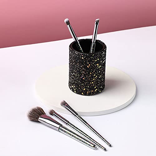 MINISO Makeup Brushes Set with Storage Barrel,Pack of 6, Eyeshadow Blending cosmetics Brush Kit,Black