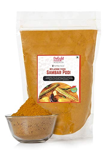 Delight Foods Mylapore Iyer's  Sambar Podi 350g - Ready Masalas and Podi | Mixed Spices | Tamil Nadu Special | NO PRESERVATIVES