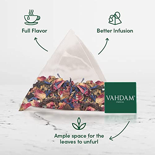 VAHDAM, Hibiscus Rose Herbal Tea- 15 Tea Bags | 100% Natural Ingredients | Calming Hibiscus & Fragrant Rose- Certified Organic | Nourishing, Hydrating, Alleviates Stress, Promotes Better Sleep