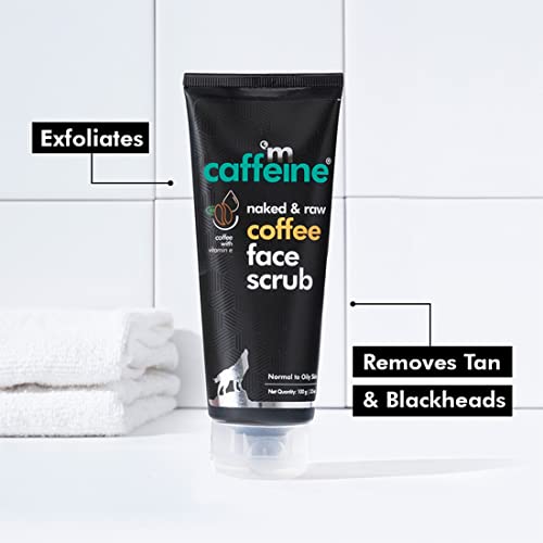 mCaffeine Exfoliating Coffee Face Scrub for Women & Men with Walnut & Vitamin E | Removes Tan, Blackheads and Dirt from Face & Neck for a Soft & Smooth Skin - 100% Natural & Vegan 100gm