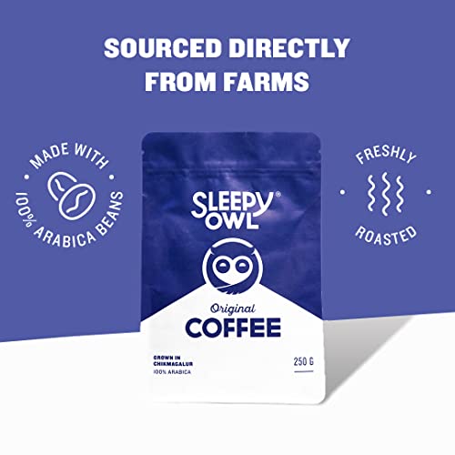 Sleepy Owl Original Blend Ground Coffee - 100% Arabica Fine Grind Coffee (Moka Pot, Espresso) 250 gms | Freshly Roasted & Ground