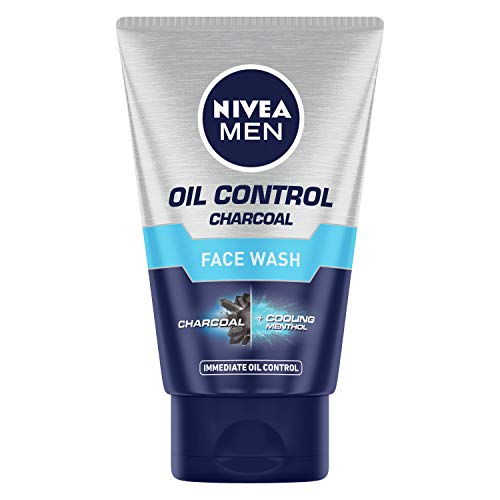 NIVEA Men Face Wash for Oily Skin, Oil Control Charcoal for Immediate Oil Control with Charcoal & Cooling Mint, 100 g
