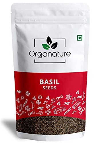 Organature Fresh and Natural Basil Seeds, Tukmariya Seeds, Sabja Seeds | Falooda Seeds use for Natural Weight Loss (400 Grams)