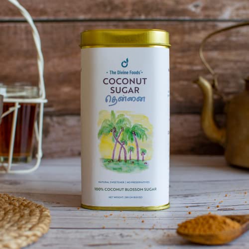 The Divine Foods | Organic Coconut Sugar | Natural Sweetener, Sugar Alternative | Unrefined | Sugar for Coffee, Tea & Recipes | Vegan | Organic | Non - GMO (250 gm)