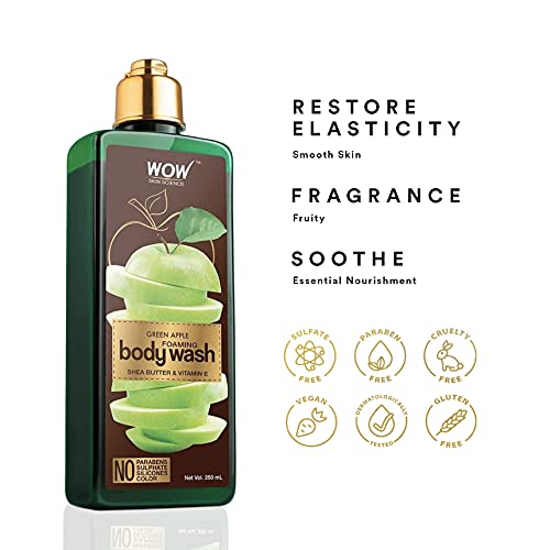 WOW Skin Science Green Apple Foaming Body Wash - No Parabens, Sulphate, Silicones & Color - 250ml, 250 ml
