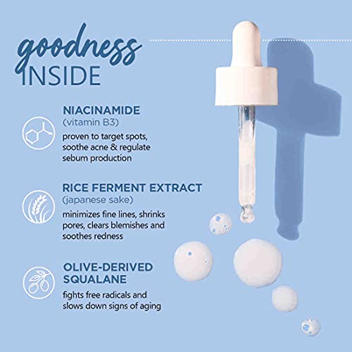 Plum 10% Niacinamide Face Serum with Rice Water | Vitamin B3 with Japanese Fermented Rice Water | For Clear, Blemish-Free, Bright Skin | Suits All Skin Types | Fragrance-Free | 15 ml