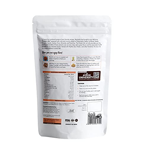 Neuherbs Protein Mix With Seeds And Nuts, Unroasted Watermelon Seeds, Sunflower Seeds, Pumpkin Seeds, Almonds, Cashew Nuts, Pistachios | Rich in Fiber & Vitamin-E - 200 G