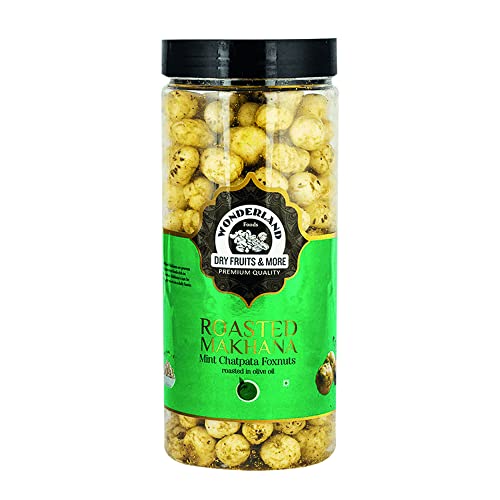 Wonderland Foods - Roasted & Flavoured Mint Chatpata Makhana (Foxnut) 100g Jar