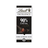Lindt Excellence 90% Cocoa Dark Supreme Noir Chocolate Bar, 2 X 100 g