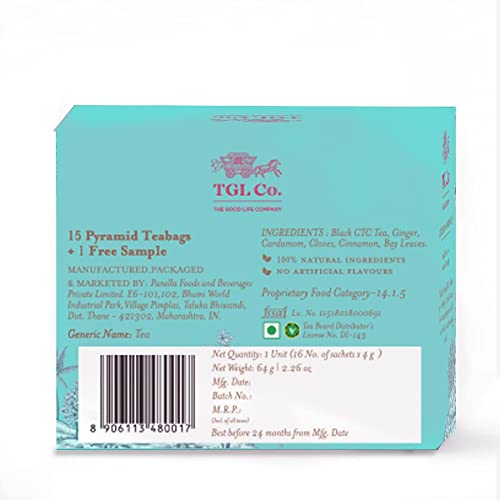TGL Co. Kadak Masala Chai Tea, 16 Tea Bags