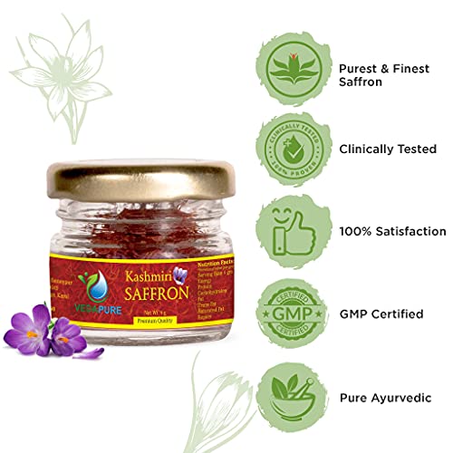 Vedapure Premium A++ Grade Kashmiri Saffron/Kesar Threads, 1gram (Kashmiri & Spanish Combo)