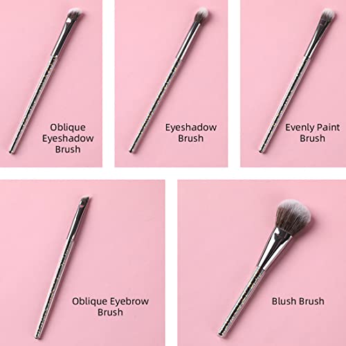 MINISO Makeup Brushes Set with Storage Barrel,Pack of 6, Eyeshadow Blending cosmetics Brush Kit,Black