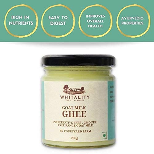 Courtyard Farms Goat Milk Ghee - 100% Natural I Grass Fed I Traditional I 200 Gram Glass Bottle Jar