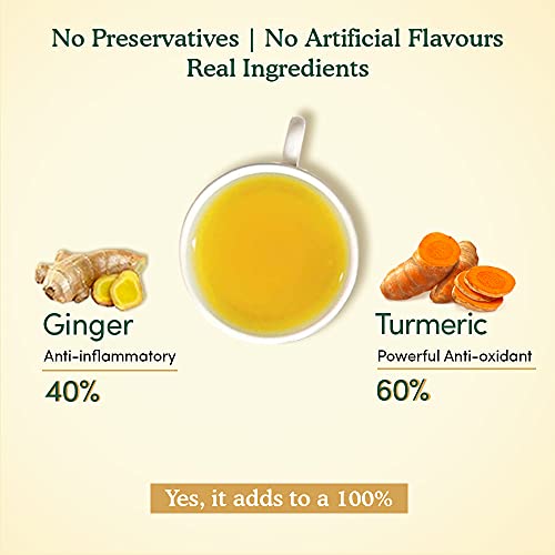 VAHDAM, Organic Turmeric Ginger Powerful Superfoods - 50 Herbal Tea Bags | Powerful Wellness & Healing Properties of Turmeric & Ginger | 100% Natural | Brew as Hot or Iced Tea