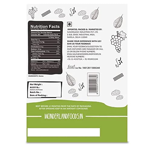 WONDERLAND FOODS (DEVICE) Plain Raisin -200 g