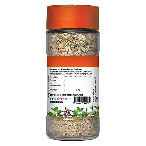 Keya Herb and Seasonings Combo | Oregano x 1, 11 Gm | Garlic Bread Seasoning x 1 , 50 gm | Glass Bottle | Pack of 2
