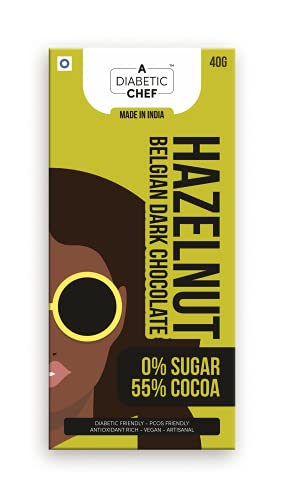 A Diabetic Chef Hazelnut Belgian Sugar-Free Dark Chocolate | Vegan, 40 g