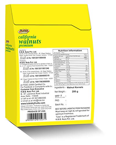 Tulsi California Walnuts Kernels Premium,200g,Raw