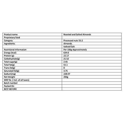 Vedaka Premium Roasted and Salted Almonds, 200g