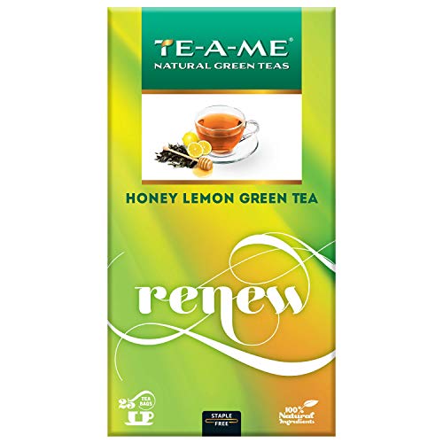 TE-A-ME Renew Honey Lemon Natural Green Tea, 25 Tea Bags - Improves Metabolism & Reduces Waist