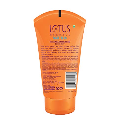 Lotus Herbals Sunscreen SPF 20 PA+ - 50 grams Cream