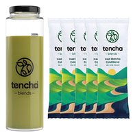 Tencha Iced Matcha, Pack of 5 + Tumbler | Japanese Matcha Iced Green Tea | Vitamin C, Energy & Detox Drink | Preservative Free, Antioxidants Rich | Pre Workout Boost | Manages Weight & Improves Focus