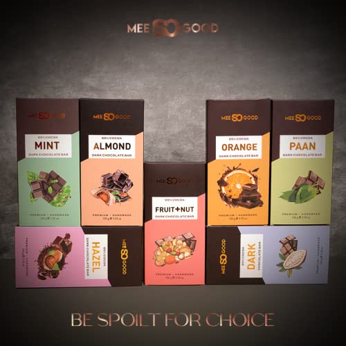 MeeSoGood Paan 65% Dark Premium Handmade Chocolate Bar with Gulkand, Dry Dates and more, Rich & Smooth Cocoa Solids and Rich in Cocoa Butter, 100 grams